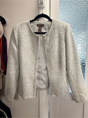 Chadwicks Women's Light Cream Bouclé Collarless Jacket